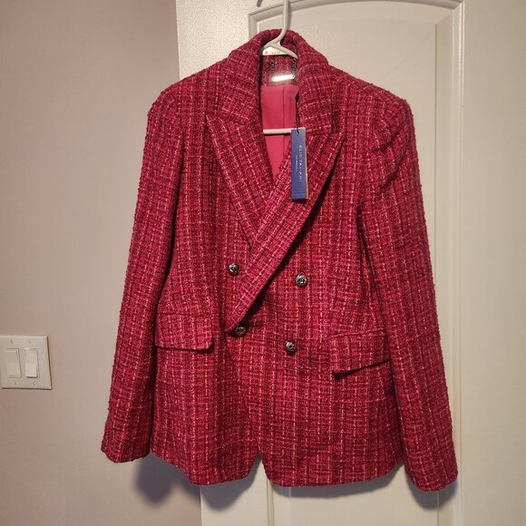 Elie Tahari Fuchsia Tweed Double-Breasted Blazer – Size 10 (RARE, SOLD OUT) NWT - Picture 11 of 12